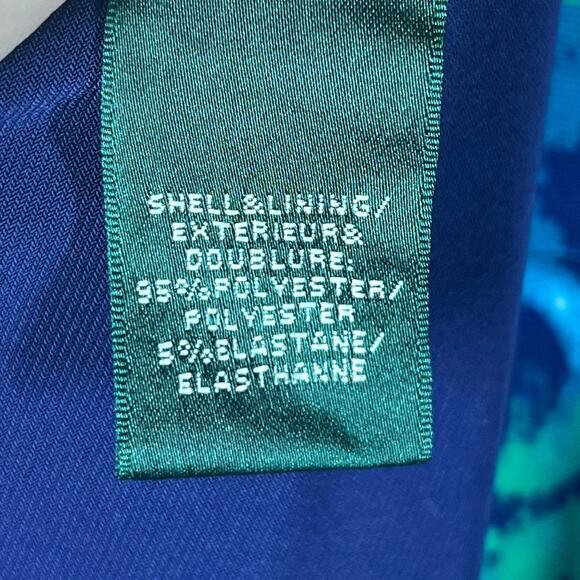 Lauren Ralph Lauren Twist Front Jersey Slinky Sheath Dress Blue Green Circle NWT - Picture 10 of 11